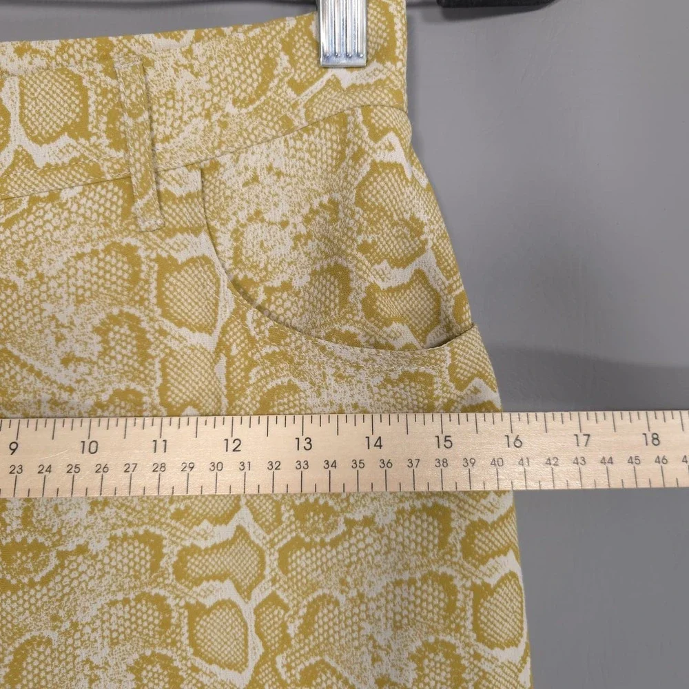 NANUSHKA Women's Wide Leg Snakeskin‎ Pants XS Yellow Relaxed Viscose Trousers